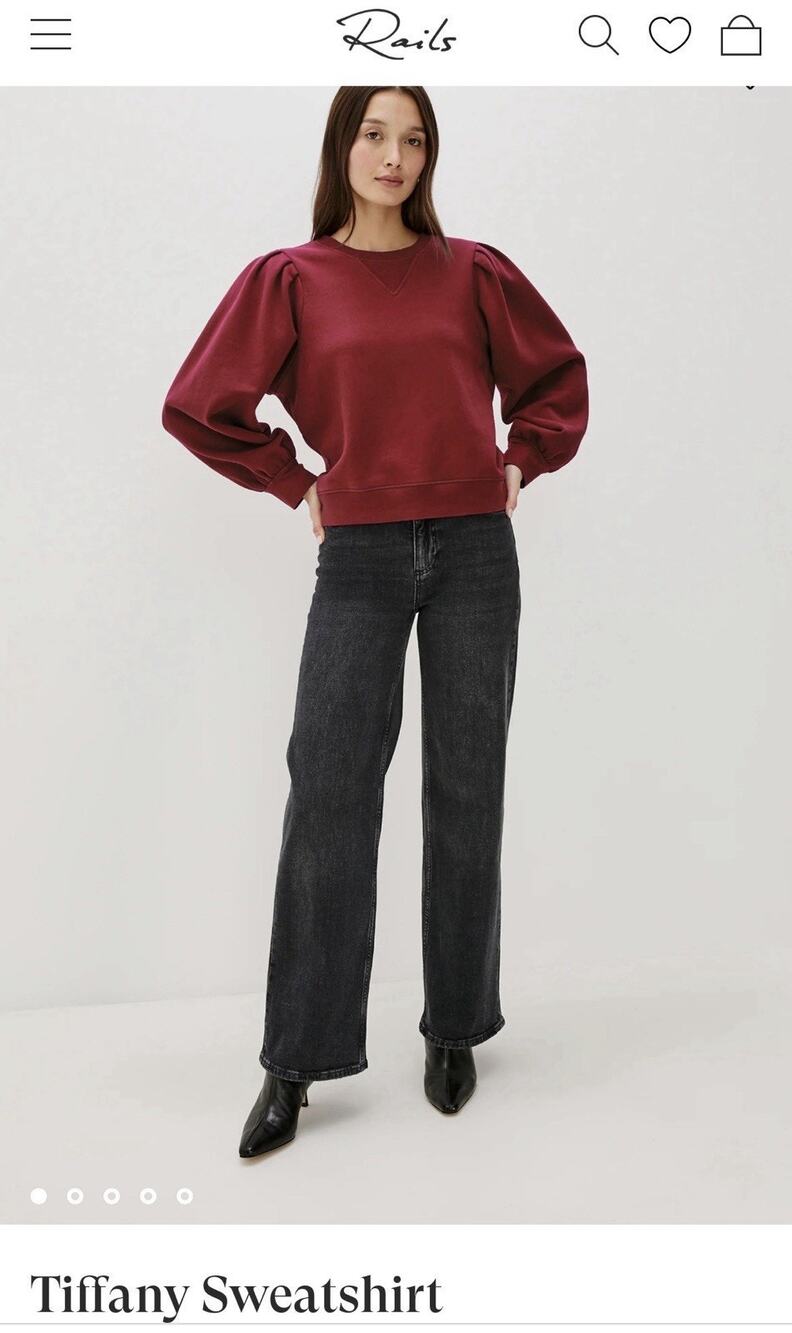 Rails Burgundy Tiffany Fleece Crewneck Pullover Sweatshirt Women’s M Cotton $178